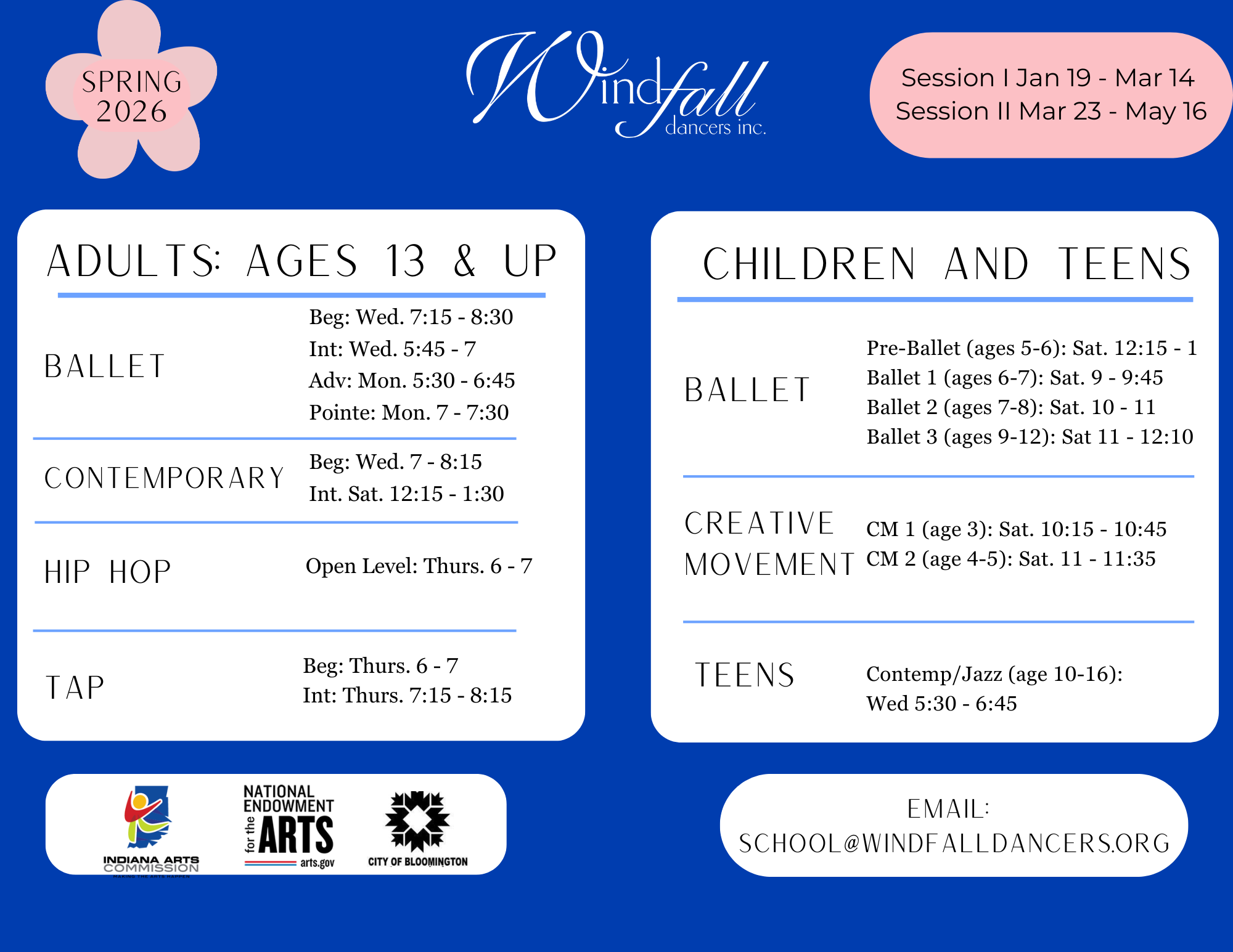 Spring Classes | Windfall Dancers, Inc